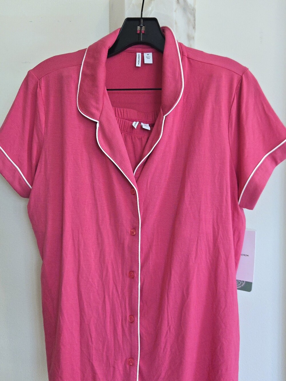 NWT! Nordstrom Moonlight Eco Short Sleeve Pajama Set Pink Carmine